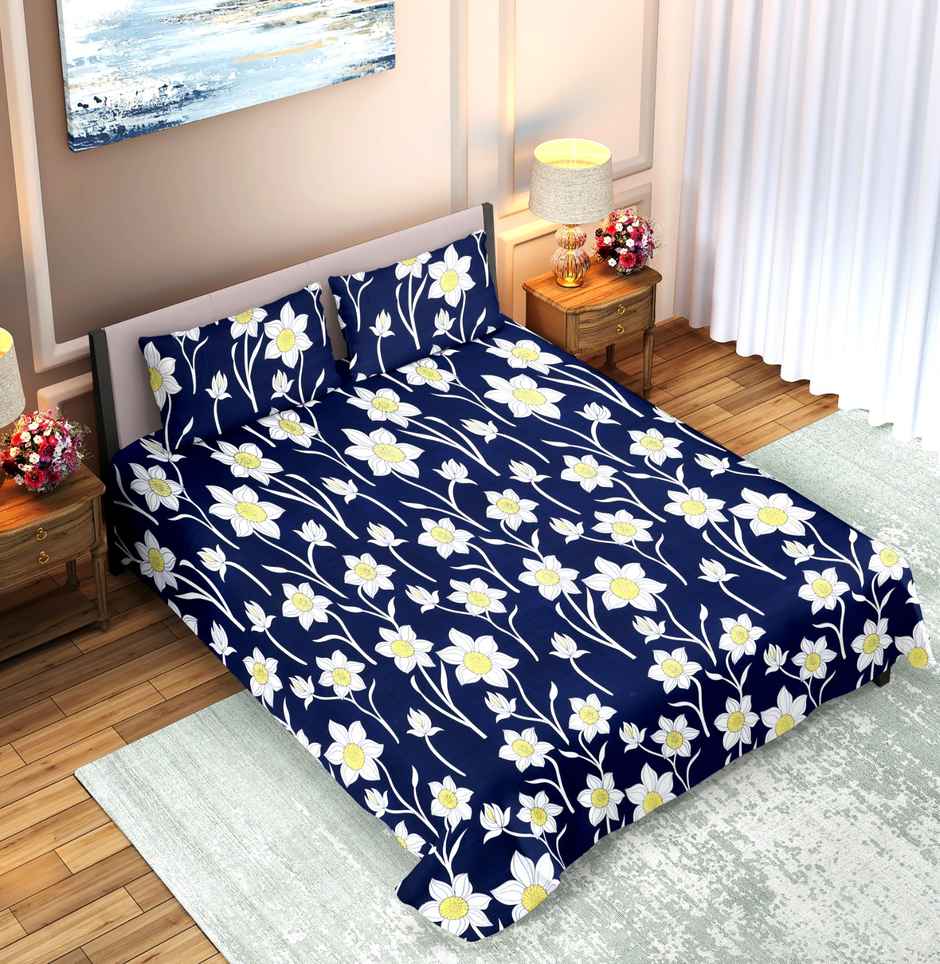 Dream Living Double Bedsheet Set | Navy 210 X 220 cm