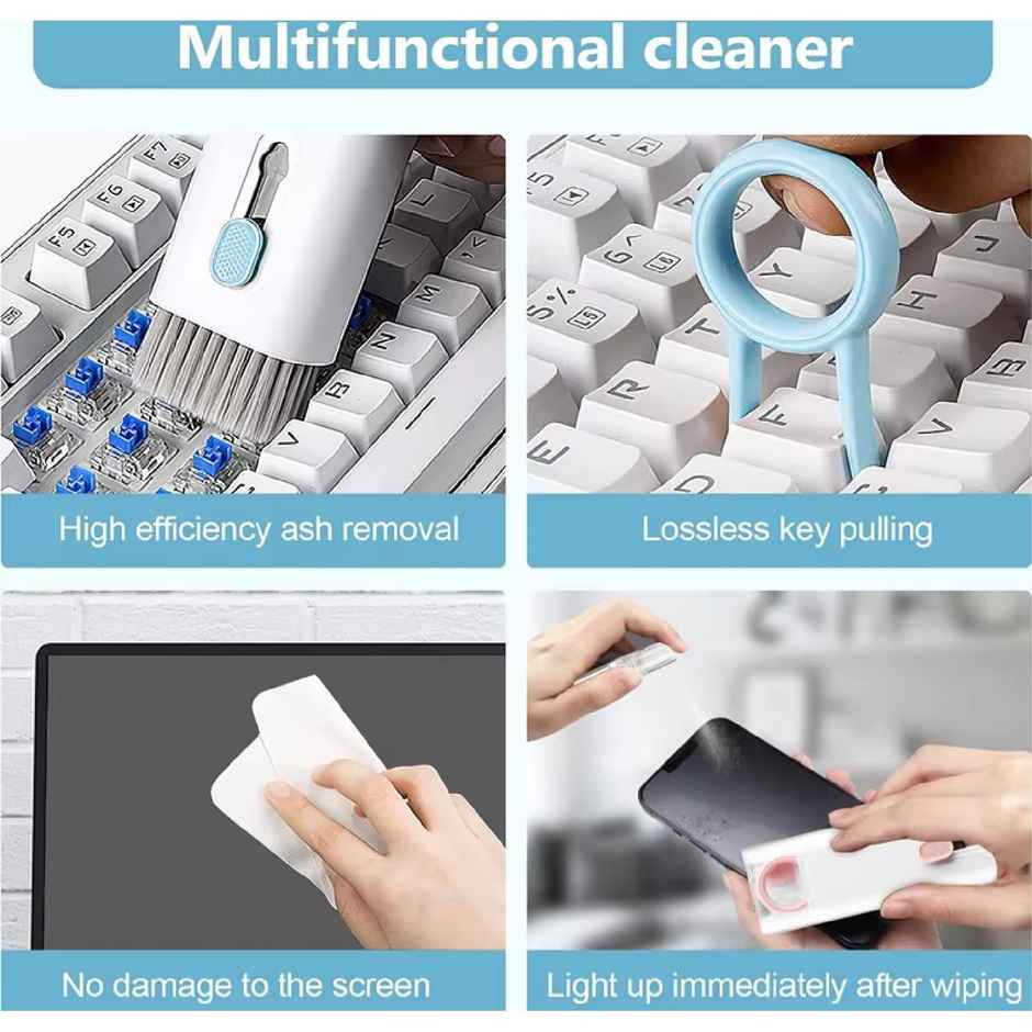 Elfora 7 in 1 Gadget Cleaning Kit for Keyboards, Earbuds, Airpods and Smartphones | White