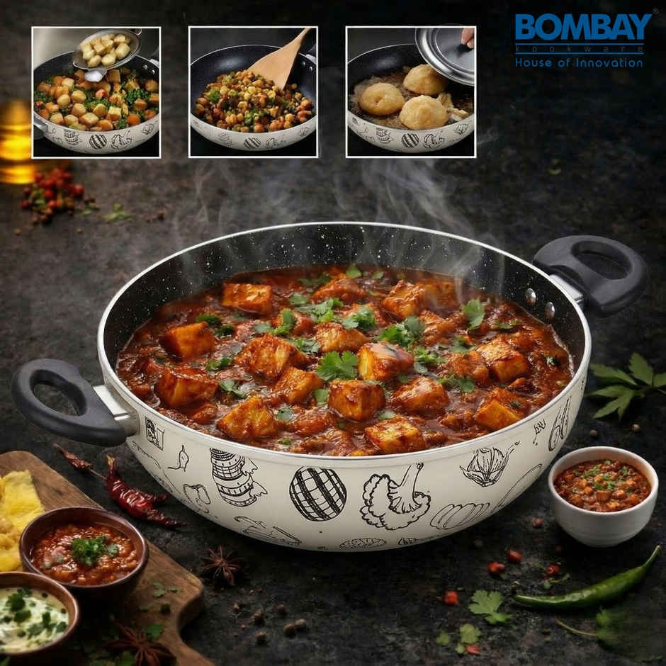 Bombay Kookware Kala Kruti Fry Pan (24 cm) and Kadai (24 cm)