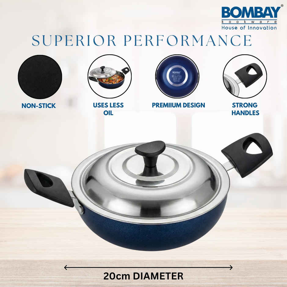 Bombay Kookware Kadai - 20cm | 1.6 L |  Compatible