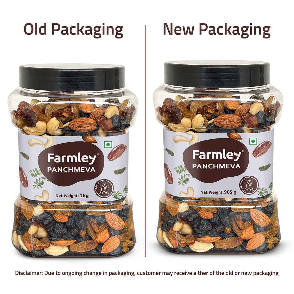 Farmley Mix Dry Fruits Panchmeva - Almonds, Cashews, Dates, Black Raisins, Green Raisins