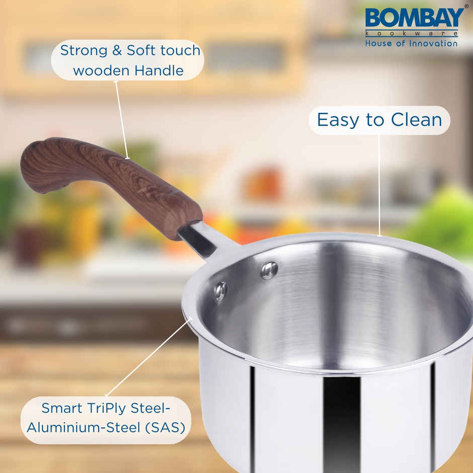 Bombay Kookware Triply Sauce Pan | 14cm | Induction Compatible