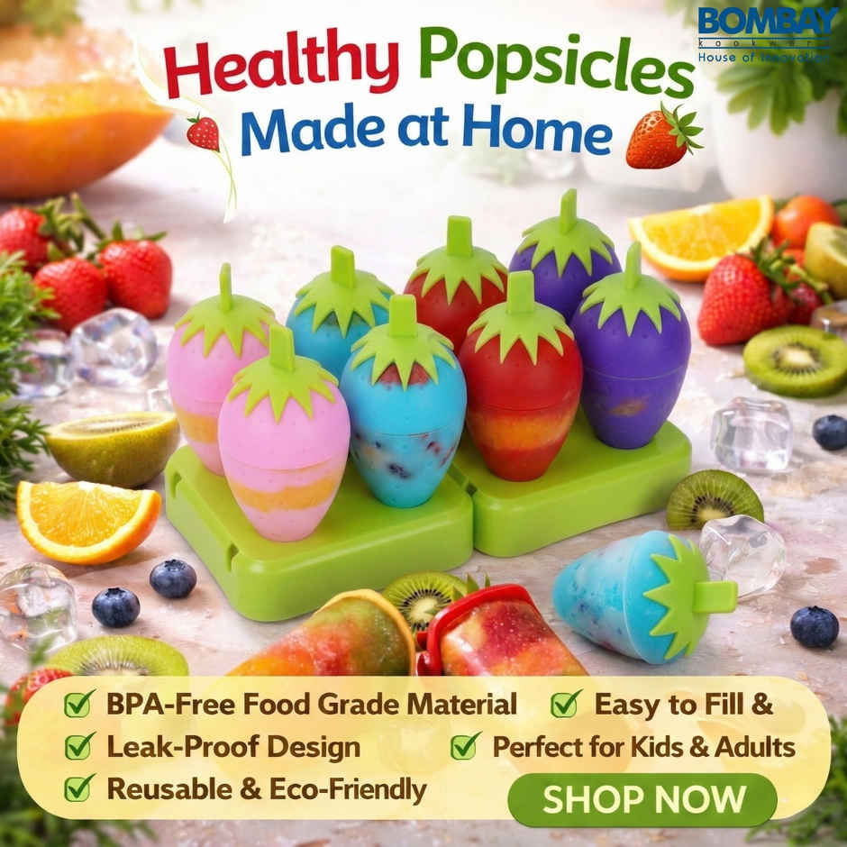 Bombay Kookware Manual Ice Cream Maker | 8 Popsicles Multicolor