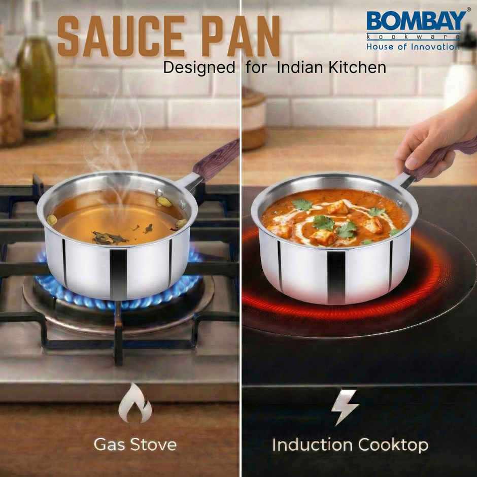 Bombay Kookware Triply Sauce Pan | 14cm | Induction Compatible