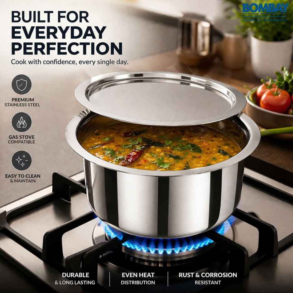 Bombay Kookware Stainless Steel Patela 2.2 Ltr With Steel Lid