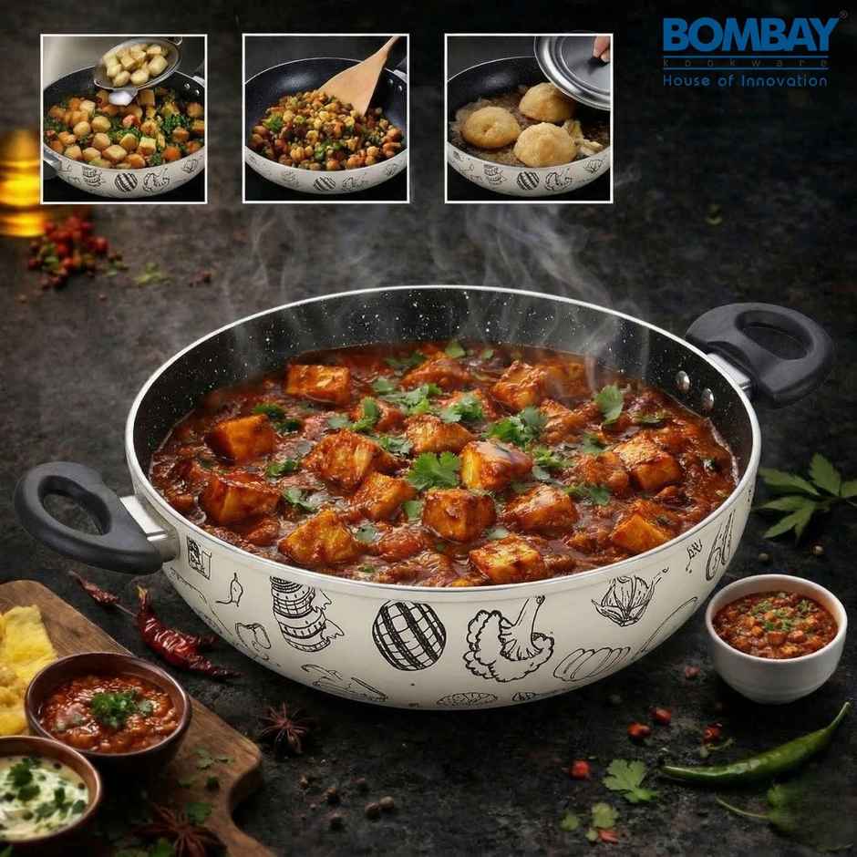 Bombay Kookware Kala Kruti Fry Pan (24 cm) and Kadai (24 cm)