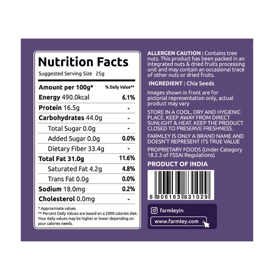 Farmley Premium Natural Chia Seeds Jar Rich In Protein & Fiber