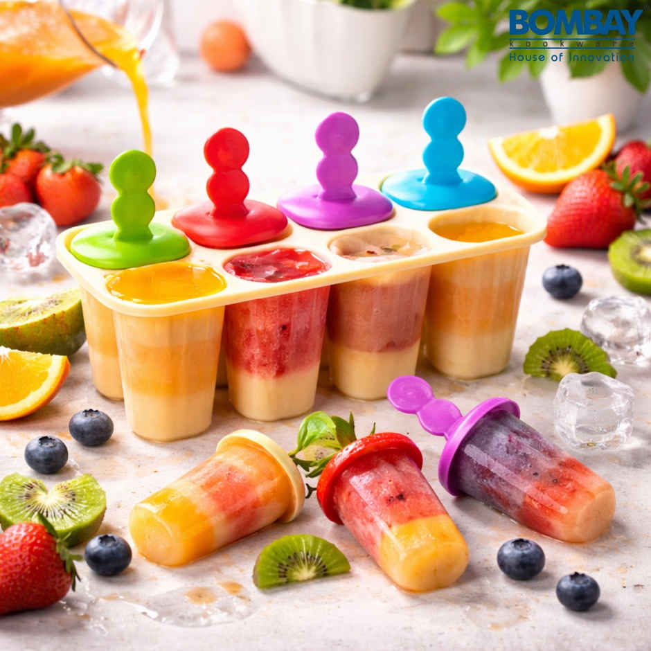 Bombay Kookware Manual Ice Cream Maker | 8 Popsicles Yellow Colour Base