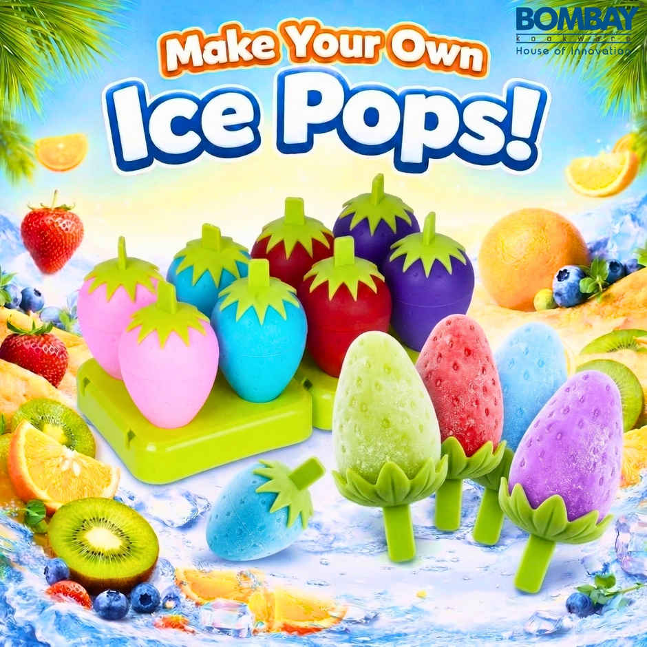 Bombay Kookware Manual Ice Cream Maker | 8 Popsicles Multicolor