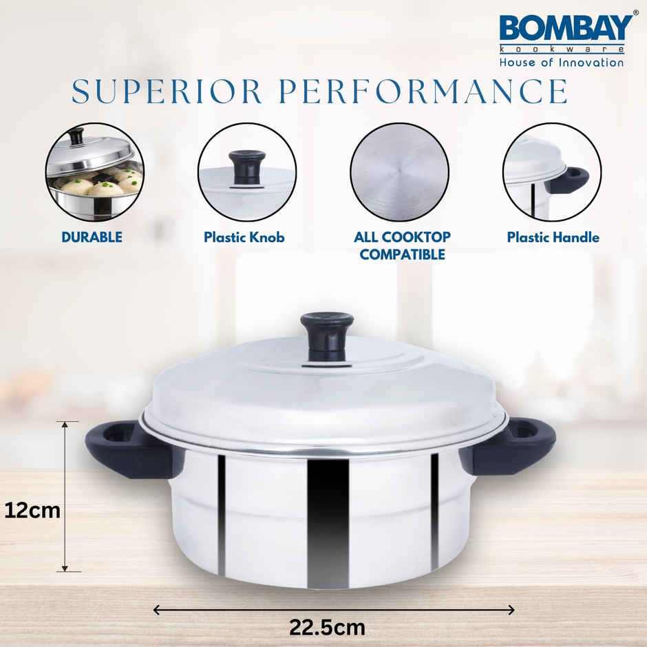 Bombay Kookware Idly Steamer | 2 Plate | Induction Compatible