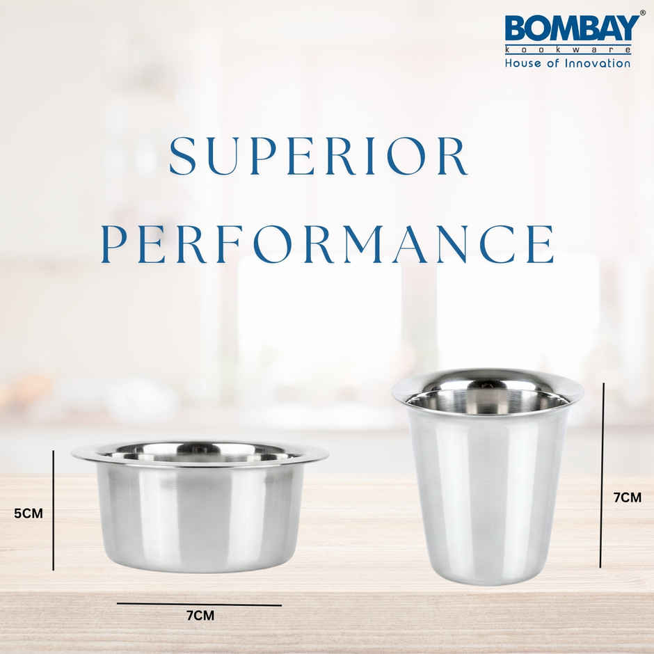 Bombay Kookware Stainless Steel Coffee Cup Dabara & Tumbler For Filter Coffee/Tea (Set Of 2)