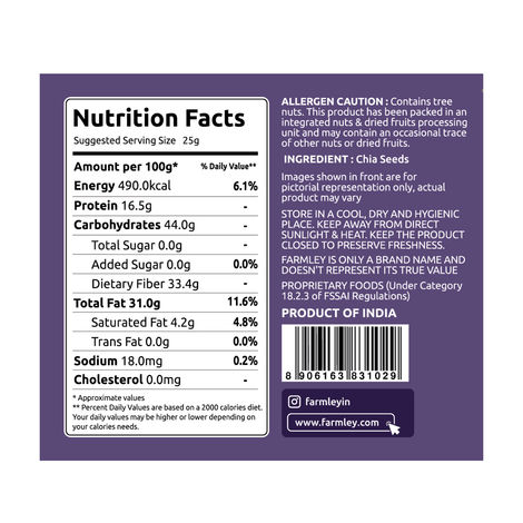 Farmley Premium Natural Chia Seeds Jar Rich In Protein & Fiber