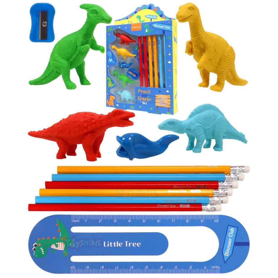 Toyshine Pack of 13 Dinosaur Erasers & Stationery Set