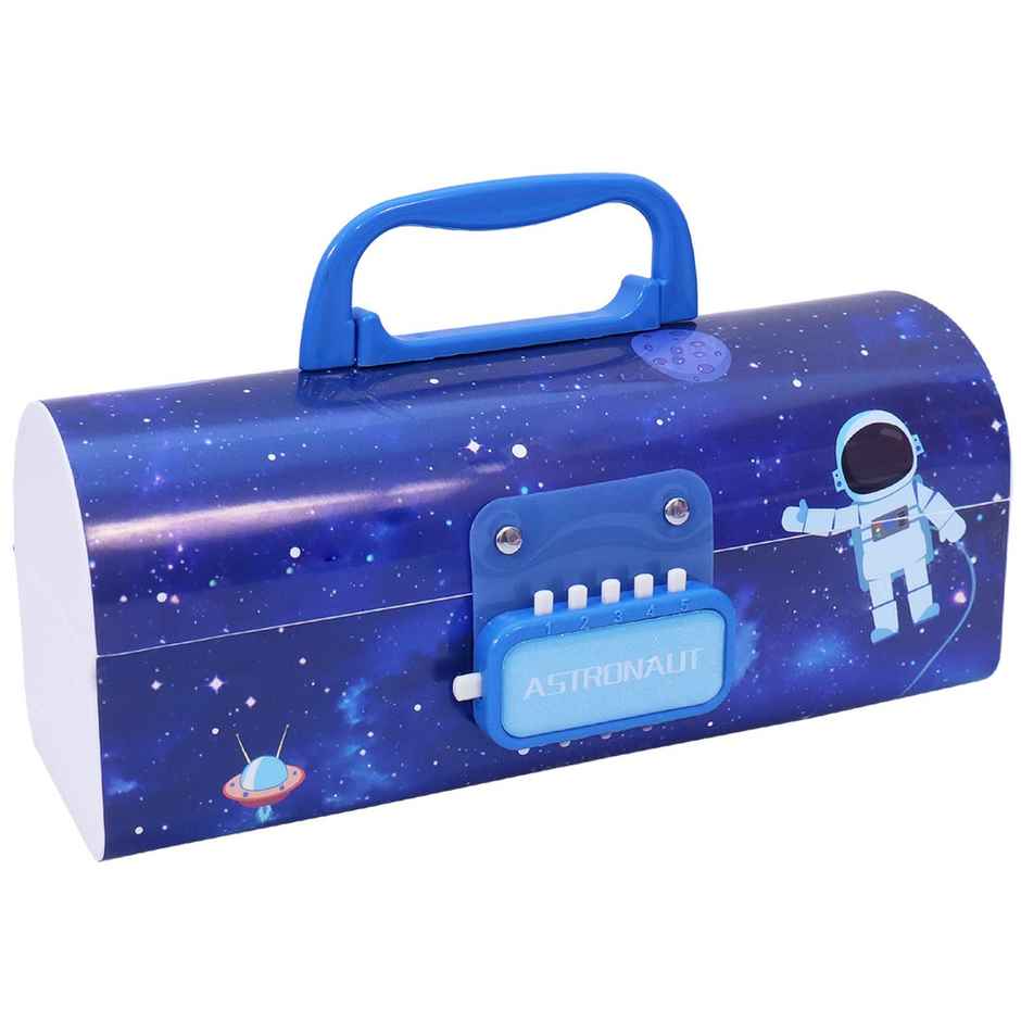 Toyshine Pencil Box with Code Lock Pen Case | Large Capacity | Multi-layer | Space Blue