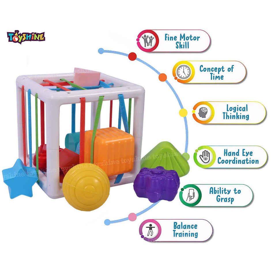Toyshine Shape Sorter Montessori Toy, Activity Cube for Babies & Toddlers, 6-18 Months