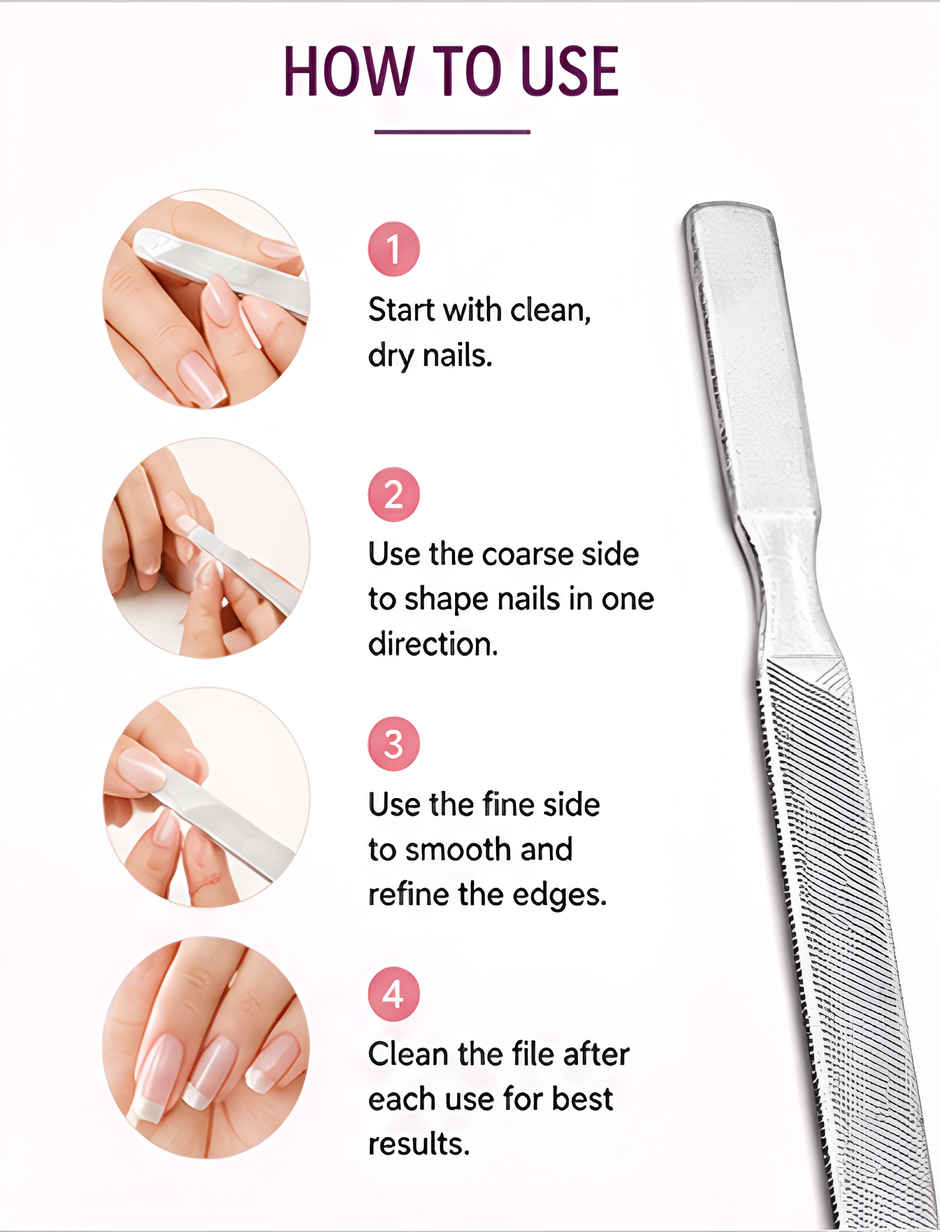 Bronson Professional Nail Filer And Buffer Double Sided Stainless Steel Pedicure Manicure Nail Tool