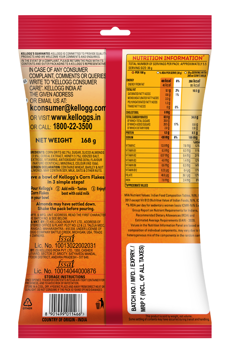 Kellogg's Corn Flakes Real Almond Honey