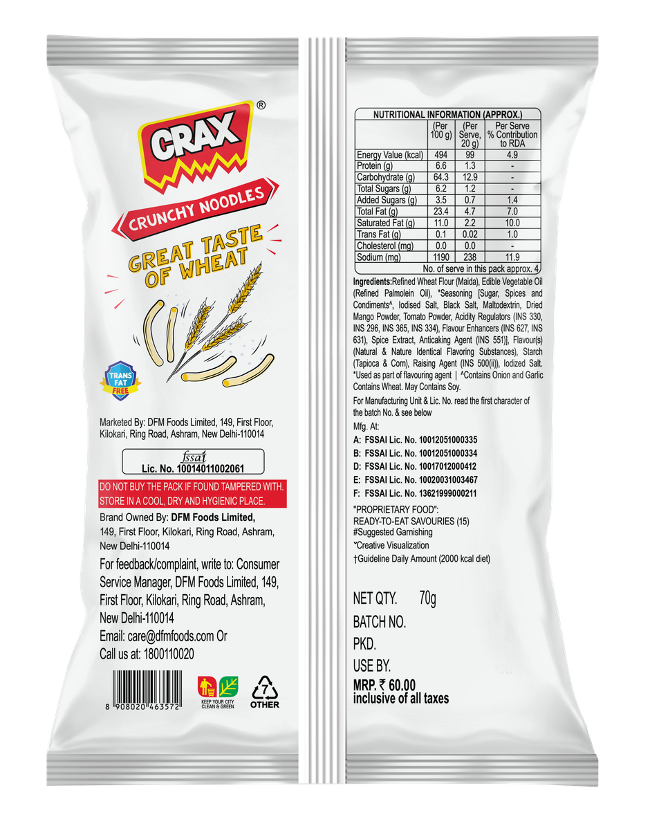 Crax Crunchy Noodle Puffs Chips Snacks
