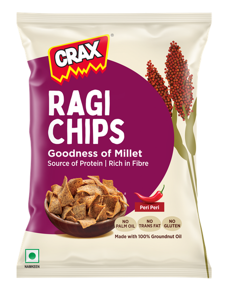 Crax Peri Peri Ragi Chips  - High Protein Millet Snacks