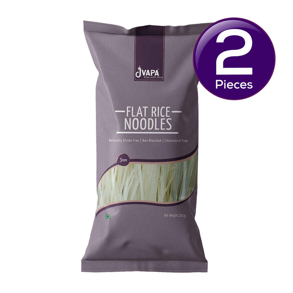 Jvapa Flat Rice Noodles (3mm) | Rice | Naturally Gluten-Free | No Maida | Pad Thai & Pho Combo