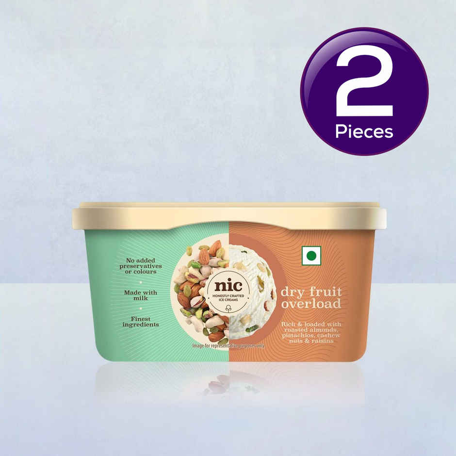 NIC Dry Fruit Overload Ice Cream Tub Combo | Preservative Free | No Artificial Flavors