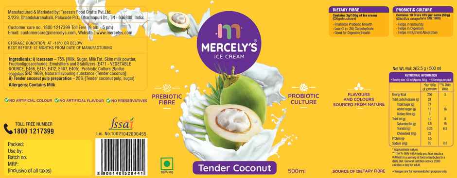Mercelys Ice Cream Premium Tender Coconut Tub