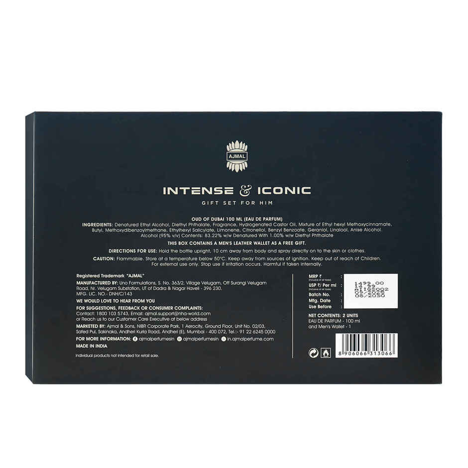 Ajmal Oud of Dubai Perfume Gift Set for Men and Women| Leather Wallet