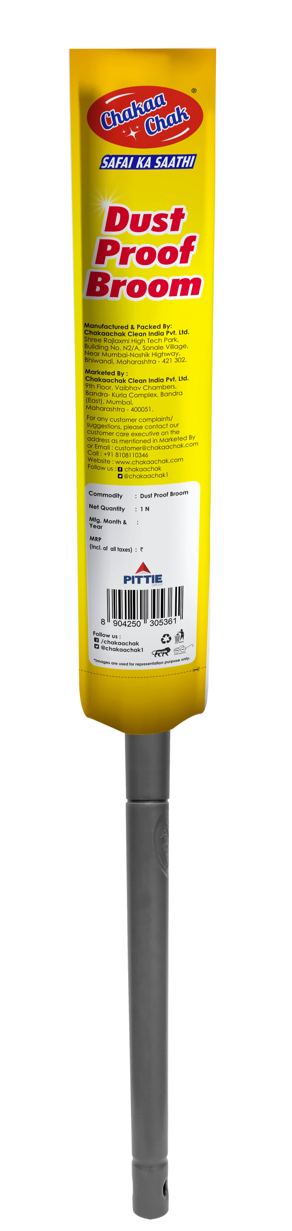 Chakaachak Dust Proof Broom | Washable Plastic Fiber Jhadu