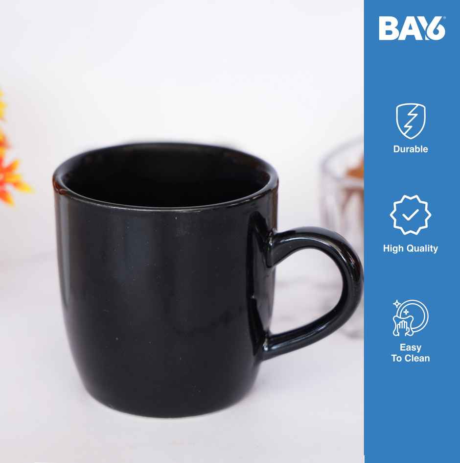 BAY6 Stoneware Solid Coffee Mug - Black - 210 ml
