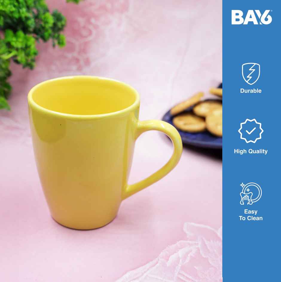 BAY6 Stoneware Solid Milk & Coffee Mugs - Yellow - 320 ml