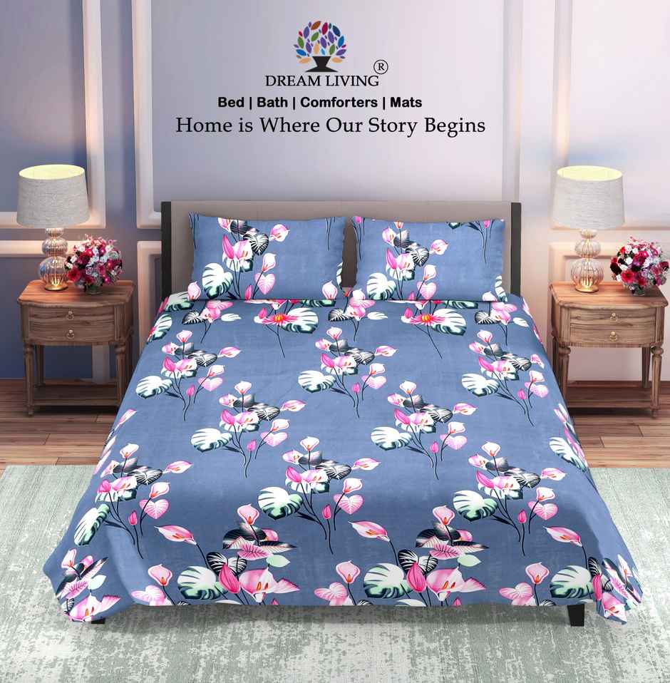 Dream Living Double Bedsheet Set | Blue 210 x 220 cm