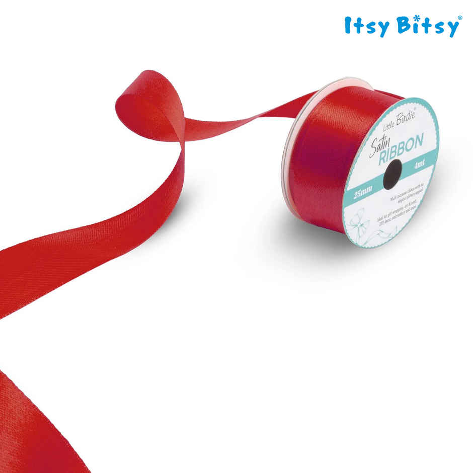 Itsy Bitsy Satin Ribbon | 25 mm | Red | 4 m | 1 Roll | LB