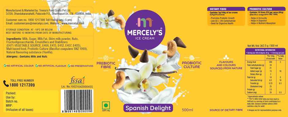 Mercely's Spanish Delight Family Pack Ice Cream Tub