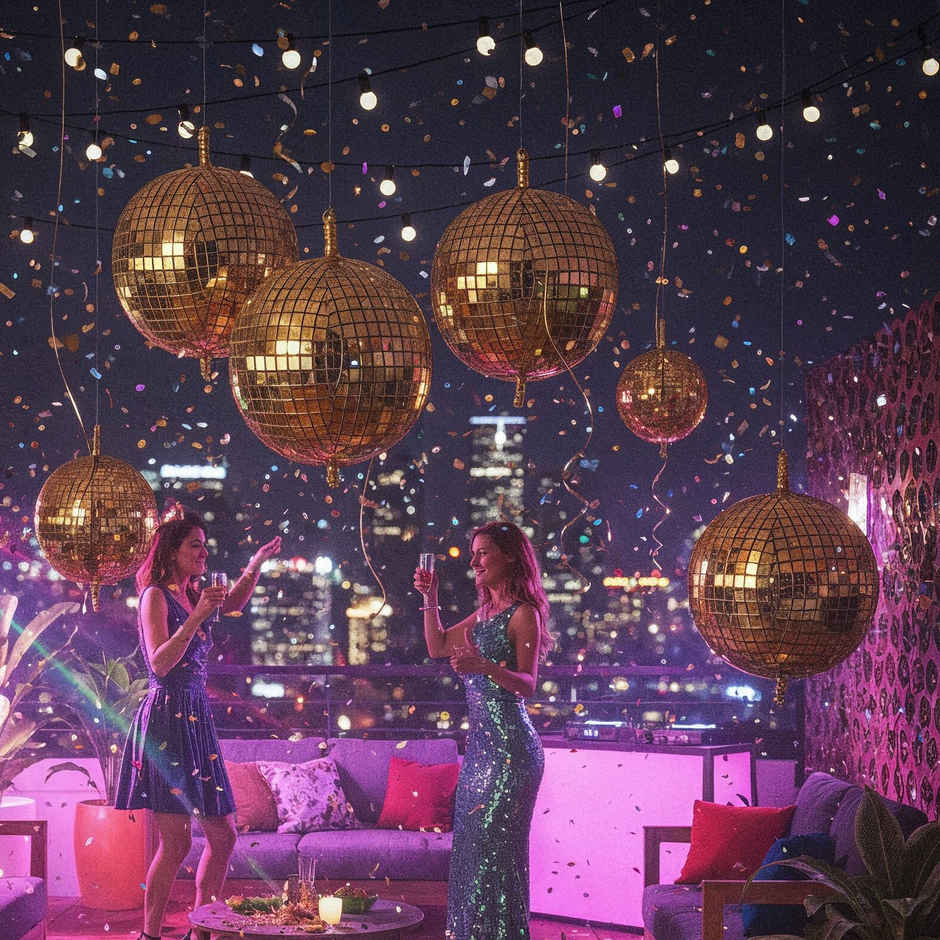 Golden Foil Disco Balloons | Birthday Decoration | Party Needs | Propcon