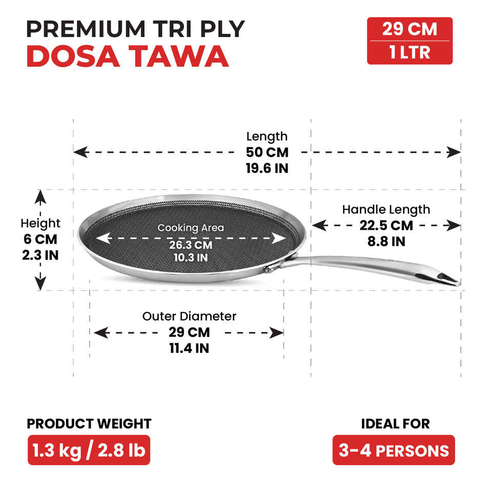 Buy Master Triply Honeycomb Dosa Tawa 29 cm, ISI Certified Online ...