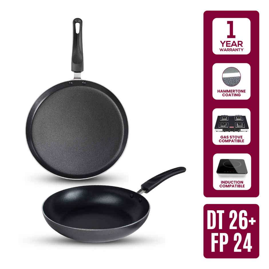 Master Non Stick Twin Pack Dosa Tawa 26 cm + Fry pan 24 cm, Induction Base, ISI Certified
