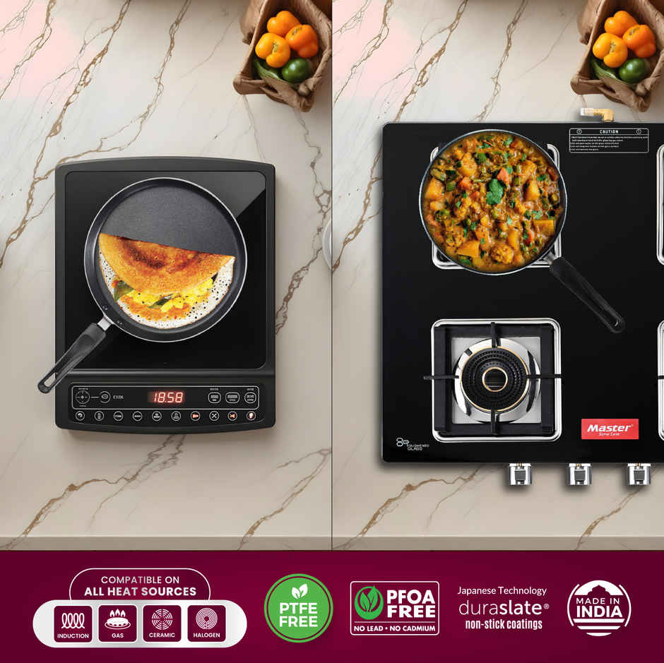Master Non Stick Twin Pack Dosa Tawa 26 cm + Fry pan 24 cm, Induction Base, ISI Certified