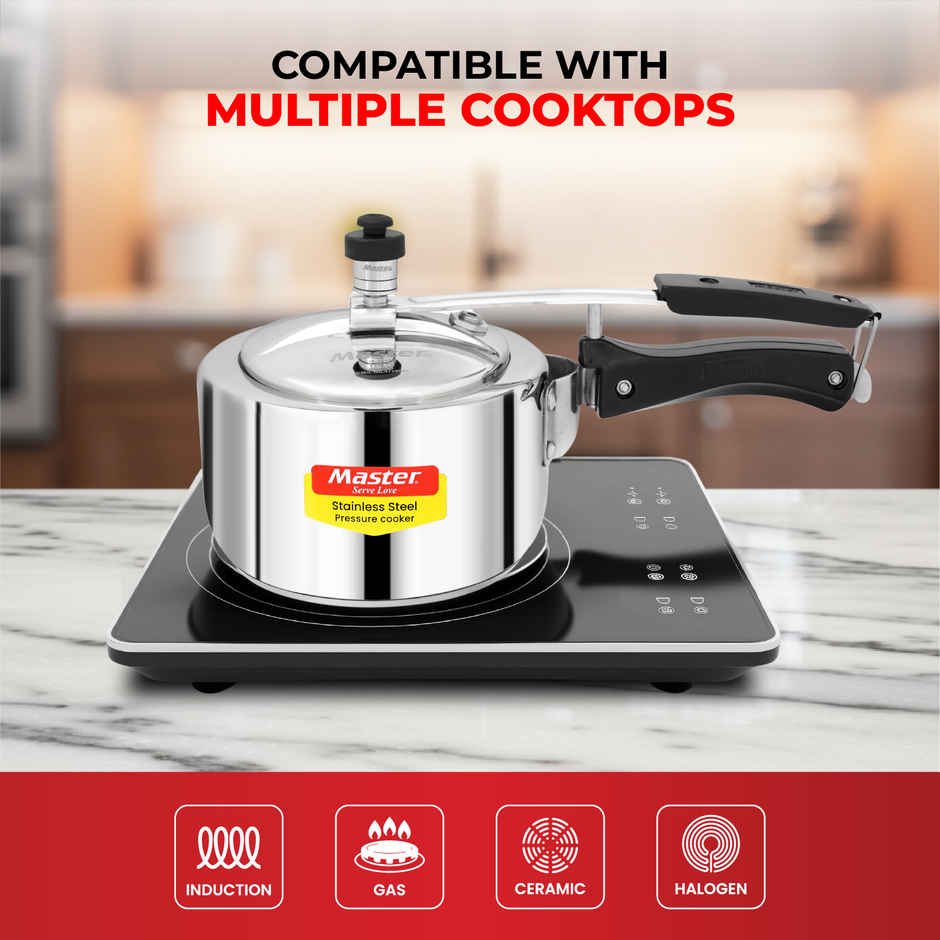 Master Stainless Steel Inner Lid Pressure Cooker 2 L, Gas and Induction Stove Compatible