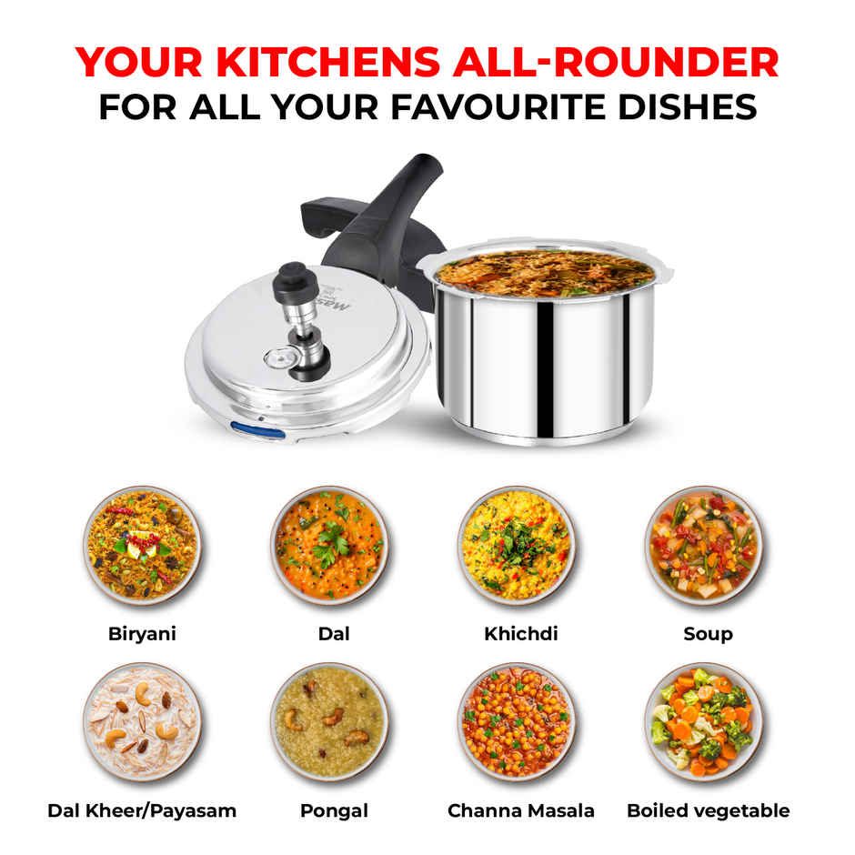 Master Stainless Steel Outer Lid Pressure Cooker 3 L, Gas and Induction Stove Compatible