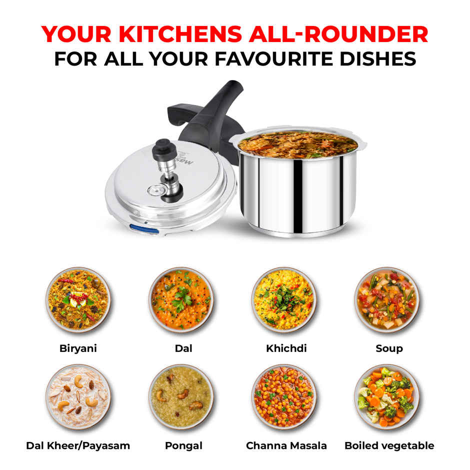 Master Stainless Steel Outer Lid Pressure Cooker 1.5 L, Gas and Induction Stove Compatible