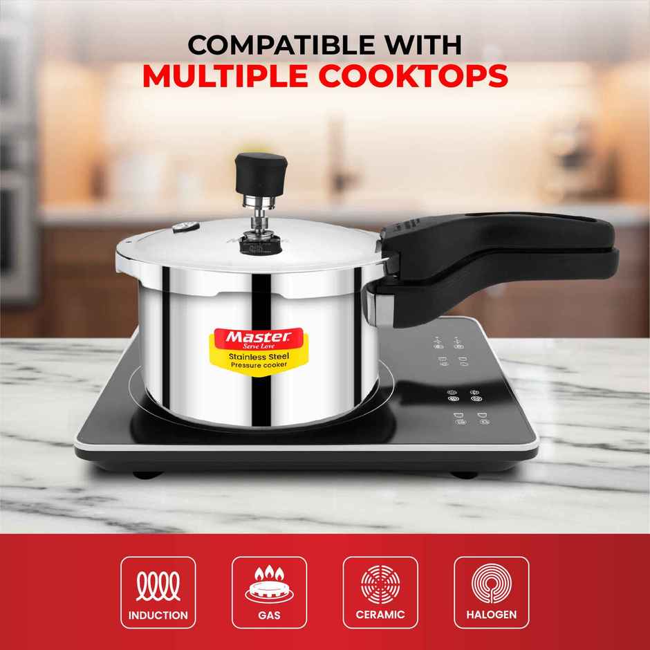 Master Amora Stainless Steel Outer Lid Pressure Cooker 2L, Gas And Induction Stove Compatible