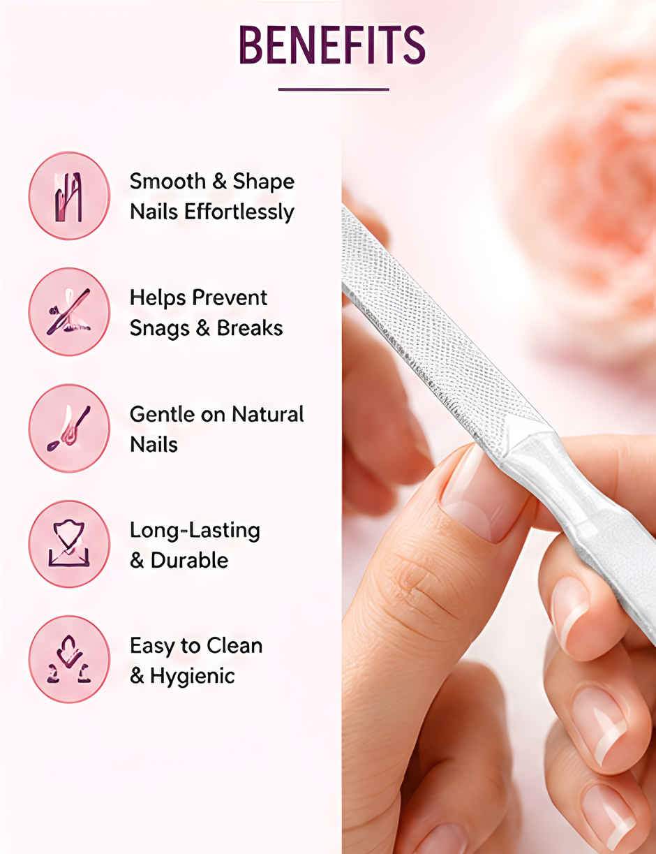 Bronson Professional Nail Filer And Buffer Double Sided Stainless Steel Pedicure Manicure Nail Tool