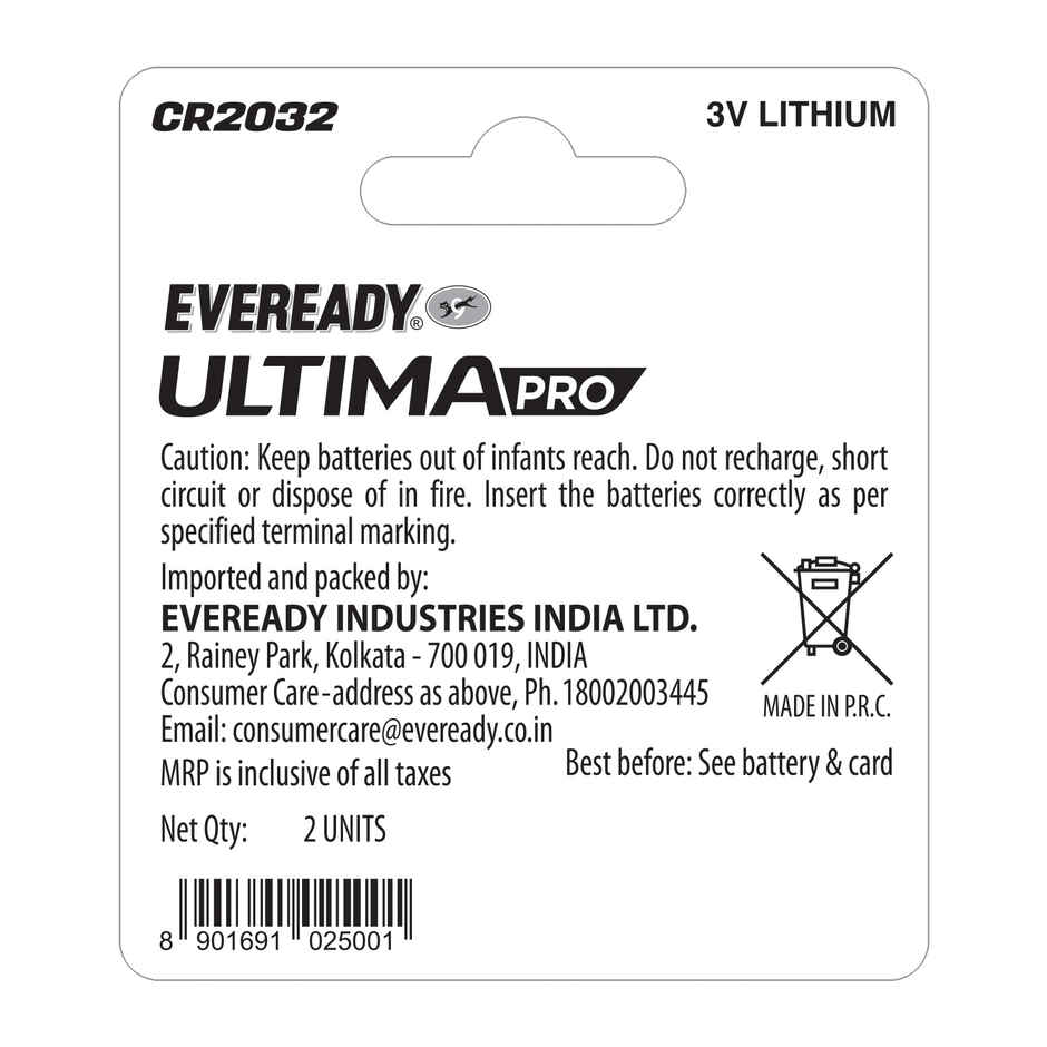 Eveready Ultima CR2032 3V Lithium Coin Battery