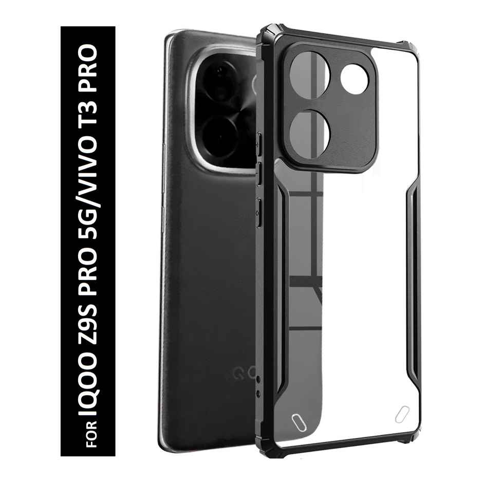 Kwine Case Iqoo Z9S Pro / Vivo T3 Pro Back Cover - Black Bordered Transparent Case