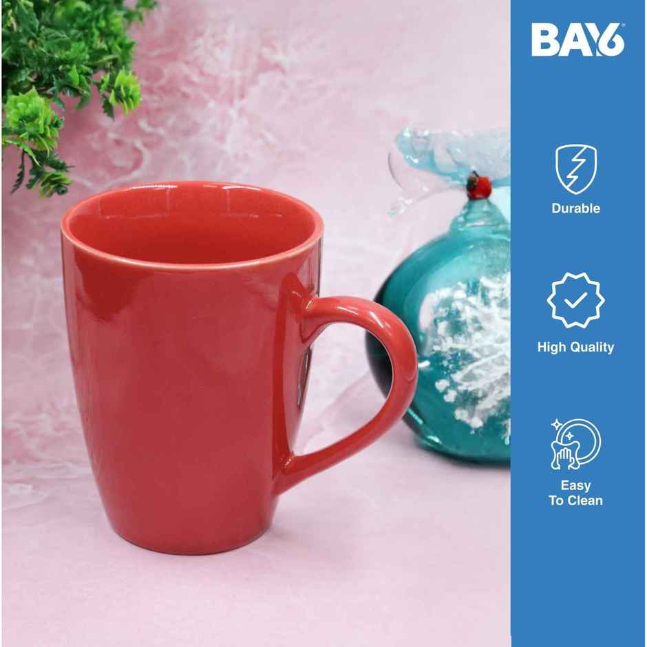 BAY6 Stoneware Solid Milk & Coffee Mugs - Red - 320 ml