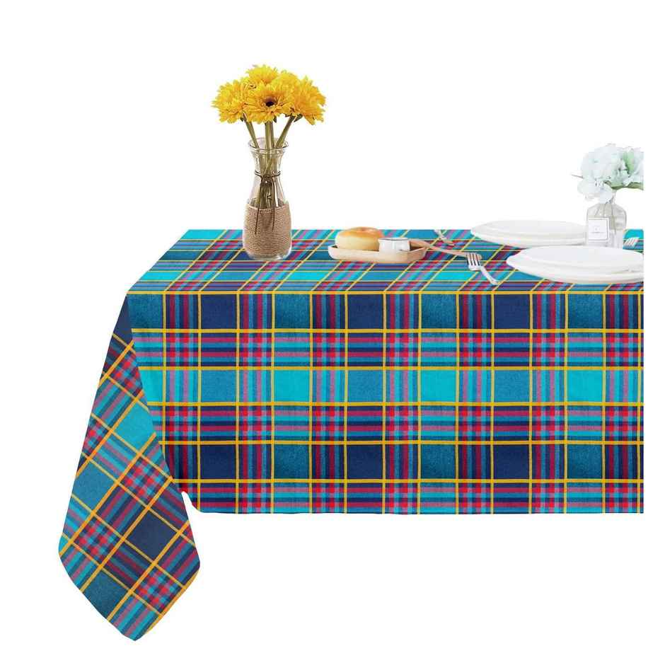Lushomes Table Cloth - Green Checks | Cotton | Square | 60 x 60 inch | 5 x 5 ft