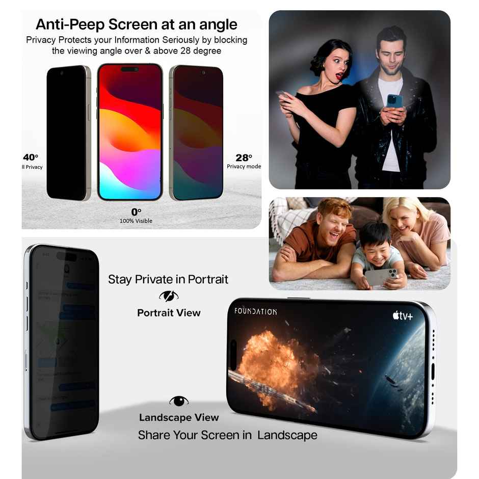 Kapaver Iphone 16 Pro Max Easy Do Tempered Glass Screen Protector Guard|Gt Series |Privacy - 1 Pack