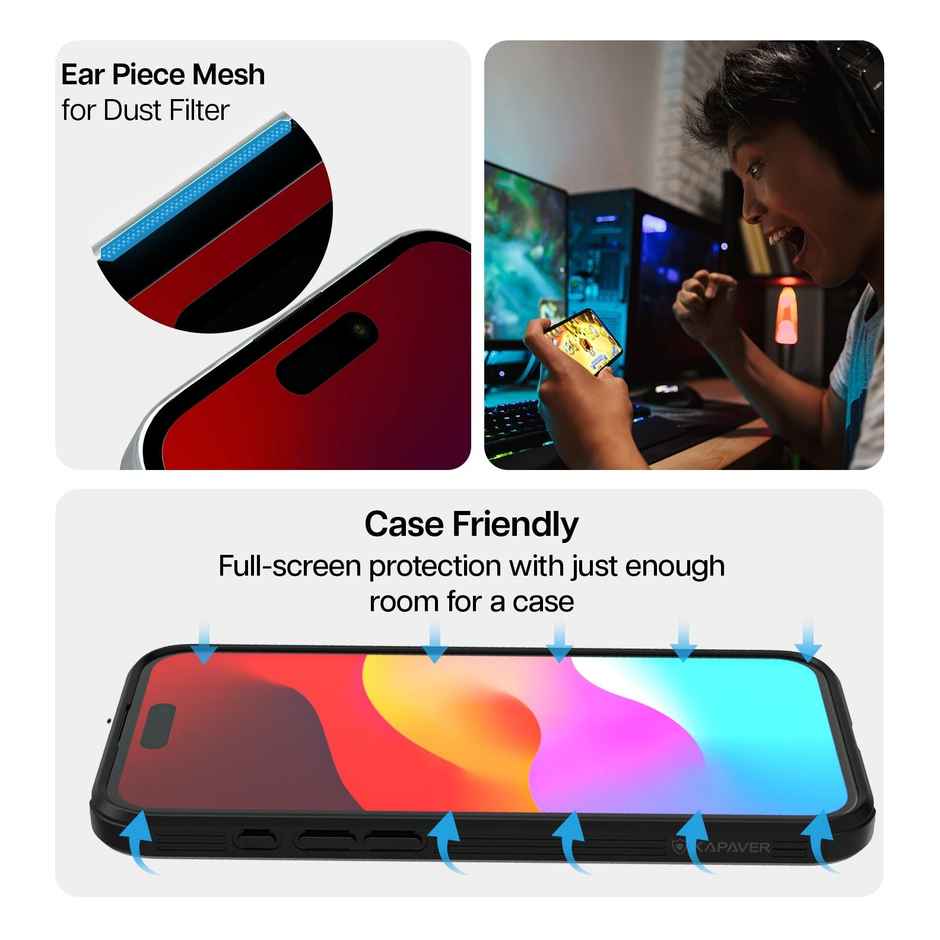 Kapaver Iphone 16 Pro Max Easy Do Tempered Glass Screen Protector Guard | Gt Series | Clear - 2 Pack