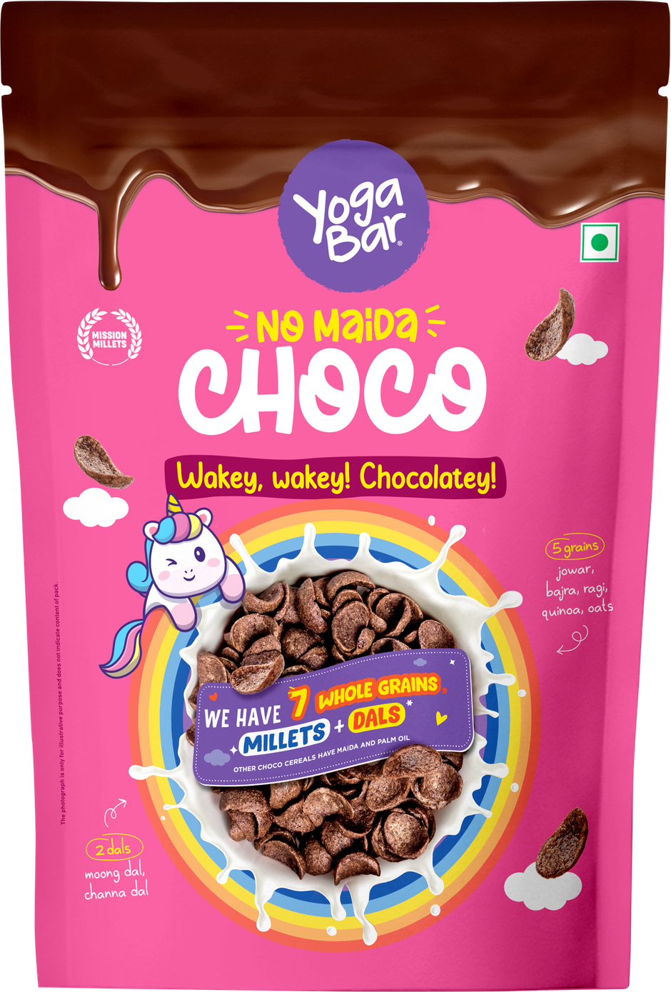 Yoga Bar Multigrain Chocos Cereal,  Chocolate Chocos, with Jowar, Bajra, Ragi, Quinoa & Oats