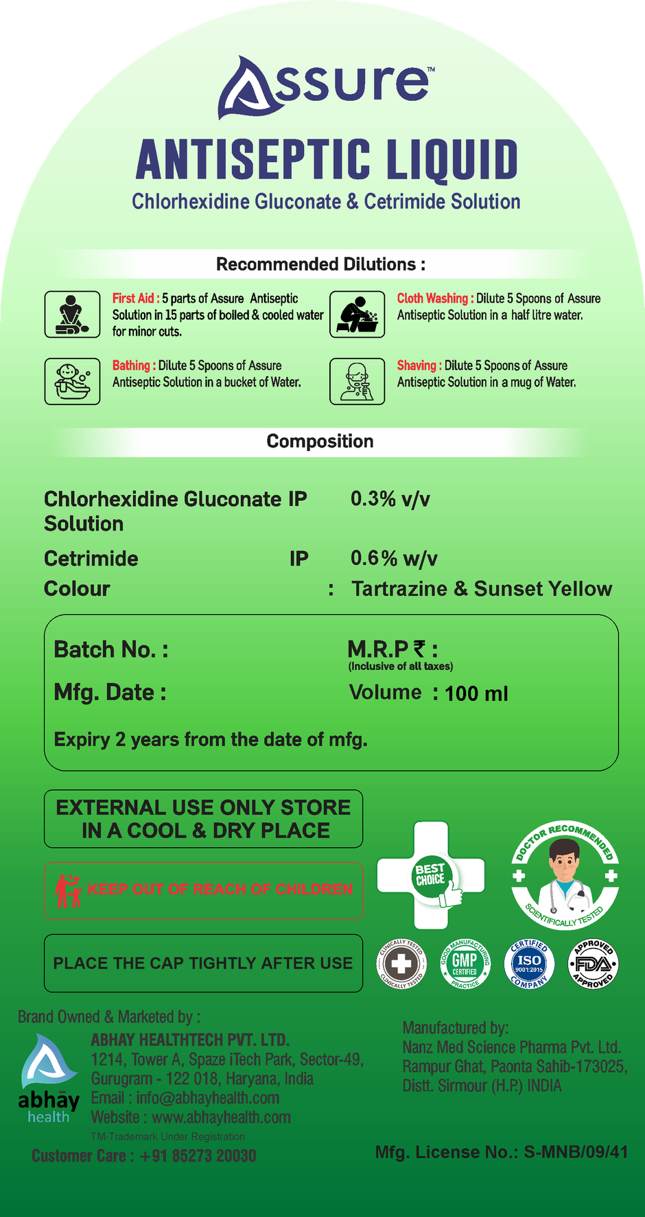 Assure Antiseptic Liquid Regular